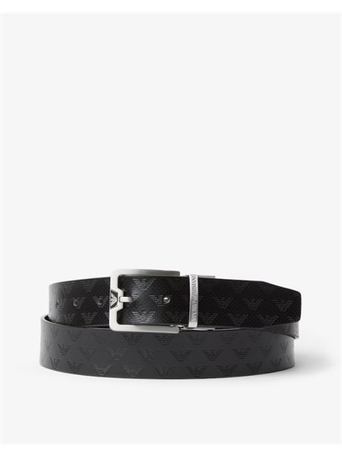 ALL OVER EMBOSSED EAGLE LEATHER BELT EMPORIO ARMANI | Y4S502.Y221E81386 NERO/NERO